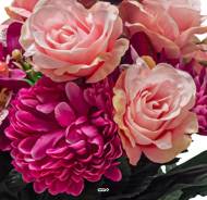 Vasque d'orchidées fleurs artificielles pour le cimetière H 31 cm D 28 cm Fushia
