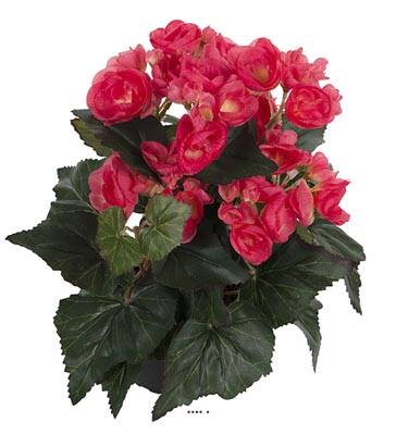 Begonia artificiel Rose jaune en pot H 28 cm superbe qualité