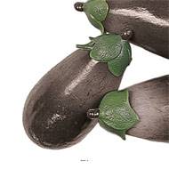 Aubergines artificielles en lot de 3 en Plastique soufflé L 135x60 mm