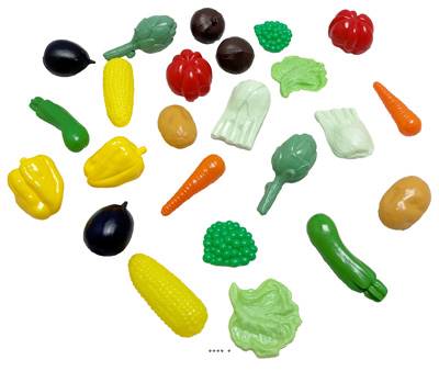 Lot de 24 Petits Légumes Artificiels assortis en Plastique Soufflé