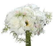 Bouquet de Roses et Hortensias artificielles 9 t�tes D20 cm Cr�me