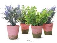 Lot de 4 Herbes aromatiques artificielles en pot