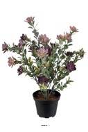 Succulente fleurie factice en pot cactée Violet H30cm D25cm plastique