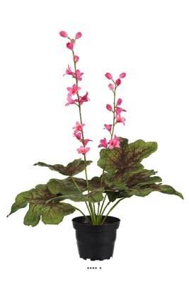 Heuchères fleuries artificielles en pot, H 45 cm D 27 cm Rose soutenu