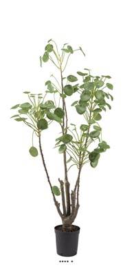 Plante verte oreille d'éléphant factice sur pied en pot H120cm, D52cm
