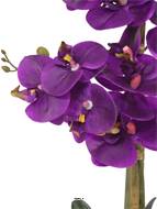 Orchidée phalaenopsis faux 2hampes 14fleurons +pot H60cm D20cm Pourpre