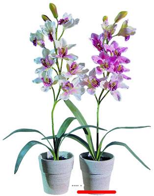 Grande orchidée artificielle en pot H 68 cm  Blanc rose