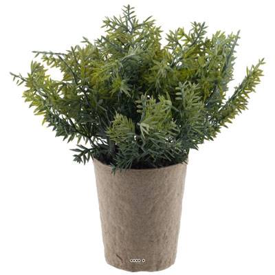 Herbe aromatique artificielle Thym H 21 cm pot carton D 20 cm