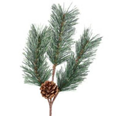 Branche de sapin artificiel H 40 cm D 20 cm 3 branches avec 1 pomme de pin