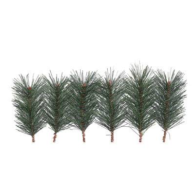 Mini Branches de sapin de noel artificiel X6 H 14 cm D 8 cm aiguilles vertes