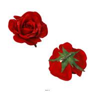 Tête de rose Artificielle sur pince D 12 H  8,5 cm  Rouge