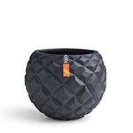 Joli pot effet 3D forme boule fibres synthétiques H 10 x D 12 cm Noir