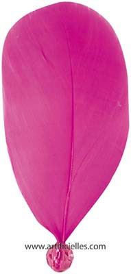Plumes Perlees Fuchsia x 6 pieces 4 x 8 cm