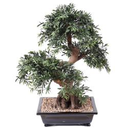 Bonsa Saule Noir Artificiel H 70 cm D 60 cm en pot