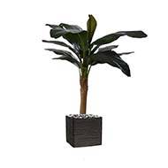 Bananier artificiel en pot 1 tronc feuillage large H 120 cm Vert