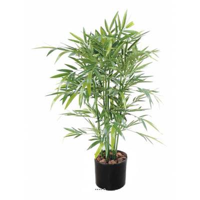 Bambou Artificiel cannes moyennes Vertes en pot feuillage tissu H 120 cm D 75cm Vert