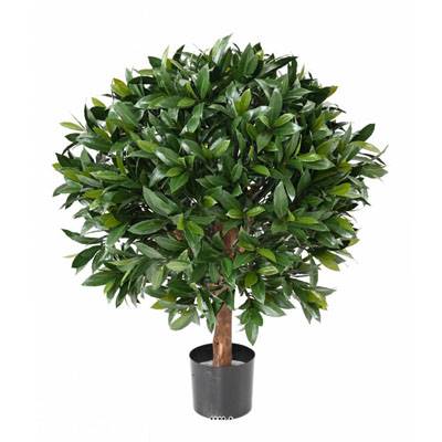 Laurier artificiel en pot boule sur son tronc pour extérieur  H 90 cm Vert