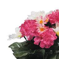 Vasque fleurs artificielles cimetière dahlias et chrysanthèmes Rose pâle