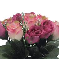 Pot pour Tombe de bouton de rose et mini fleurs Rose soutenu artificiels - Toussaint 