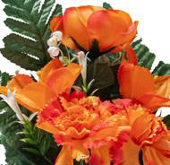 Pot de Boutons de Roses fleurs artificielles pour le cimetière H 34 cm D 23 cm Orange