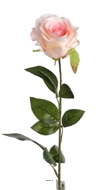 Rose Nina factice Rose tendre H70cm Tête de 9cm et 3 belles feuilles
