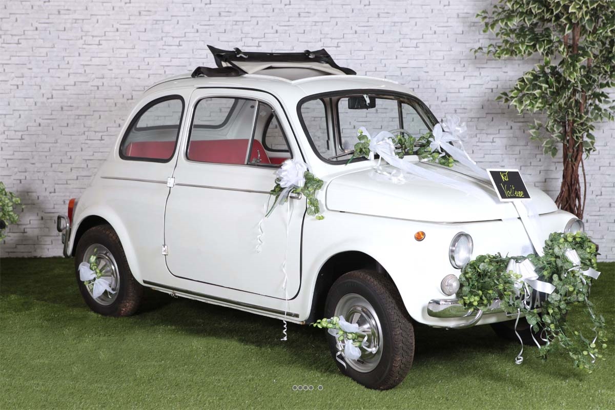 Kit decoration mariage Blanc pour voiture complet tout en un