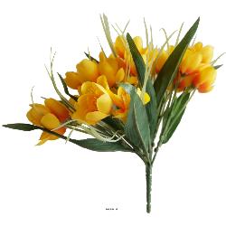 Bouquet de Crocus artificiels 31 fleurs tissu Hauteur 22 cm Top Jaune