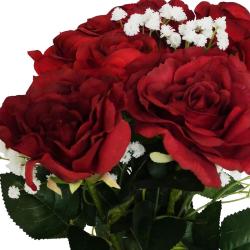 Bouquet artificiel création fleuriste rouge amour x9 roses H 75 cm