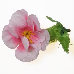 Têtes de fleurs de pêcher factices en tissu x40 et 5 feuilles Rose