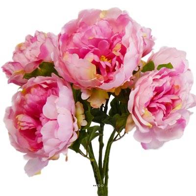 Bouquet de Pivoines artificielles 7 têtes Hauteur 55 cm Rose