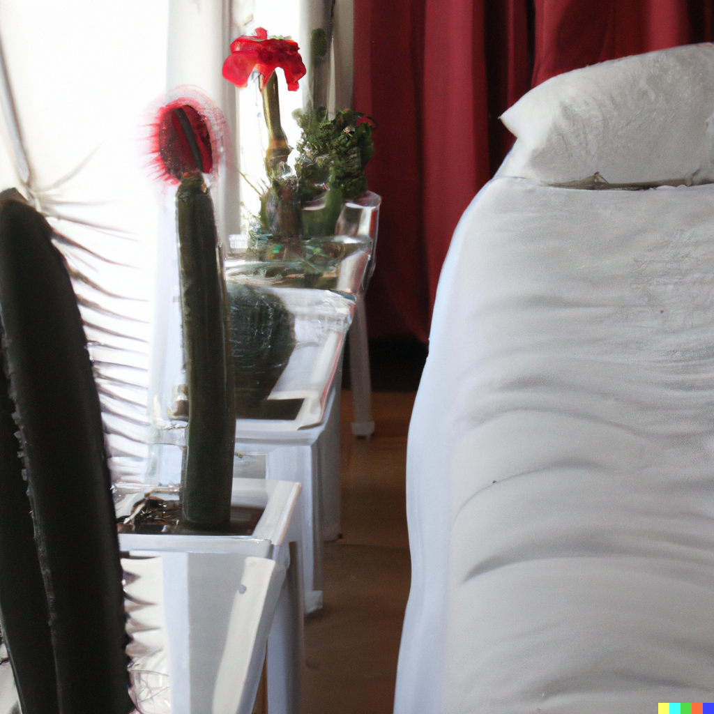 cactus artificiels lit déco chambre
